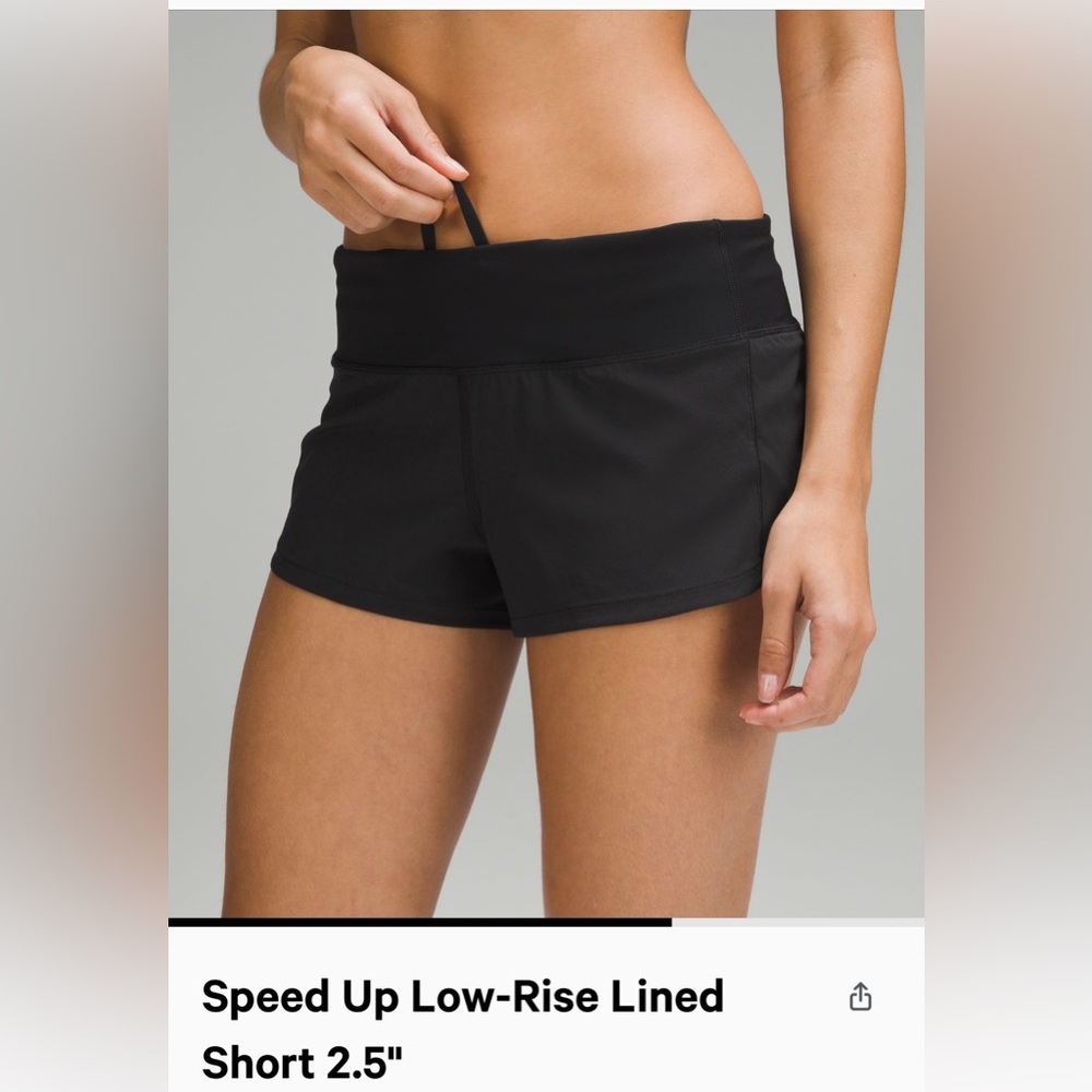 EUC Lululemon Speed Up Shorts, 2.5” inseam, low rise, size 8, black.